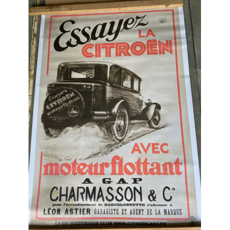 Affiche publicitaire Citroën "Essayez le moteur flottant"