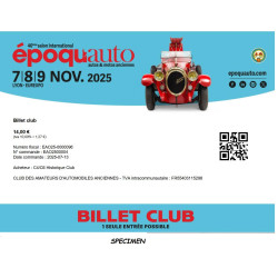 Billet salon Époq'auto 1 jours - 7, 8 ou 9 novembre 2025